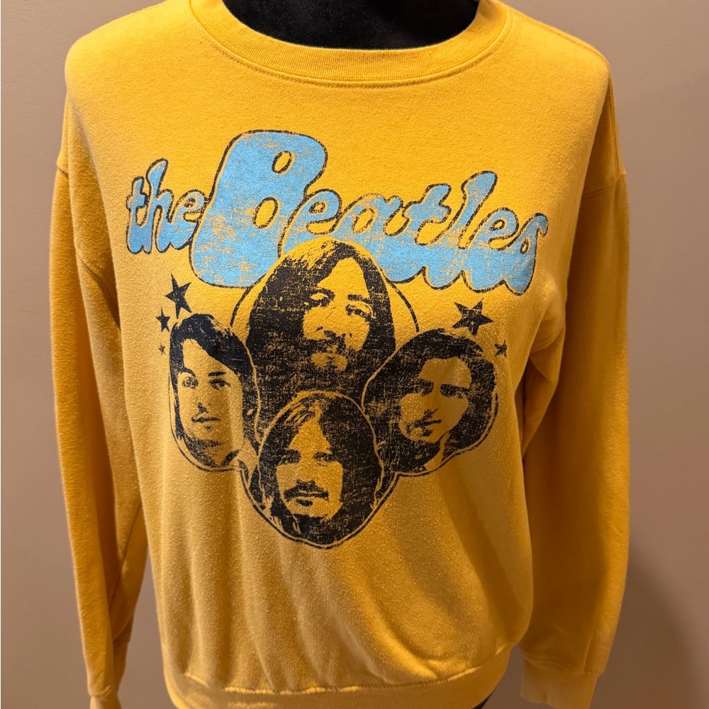 The Beatles Graphic Yellow Crewneck Sweater